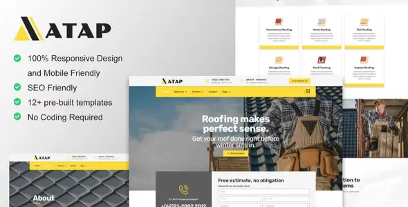 Atap – Roofing Service & Construction Elementor Template Kit